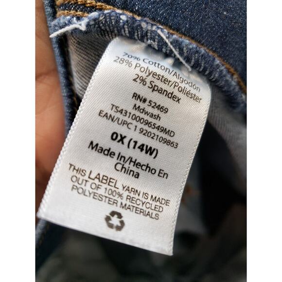 Terra & Sky Jeans Womens 14W Blue Denim Pockets High Rise Waistband Skinny Leg - Picture 5 of 8